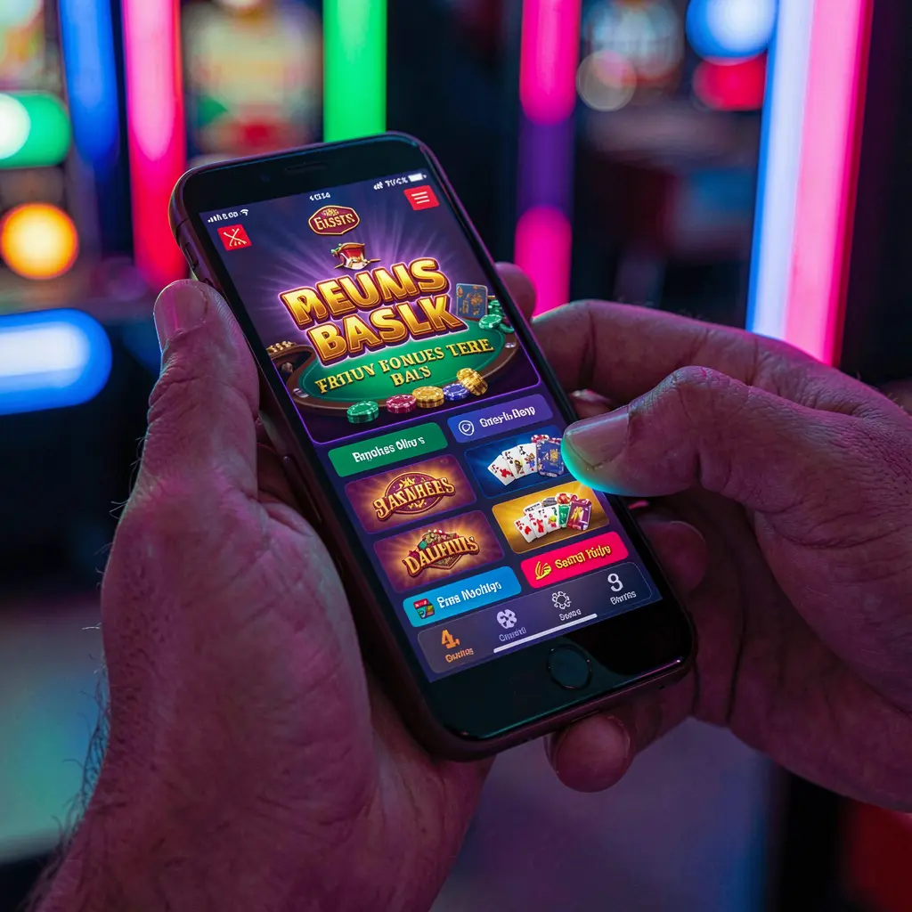 Close-up of a player enjoying colorful slot games on the 93PH mobile casino app with bright neon casino visuals in the Philippines