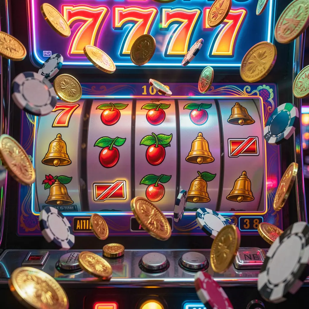 Bright digital slot reels showing triple sevens with dynamic coin effects capturing the thrill of modern slot gameplay at 93PH casino Philippines